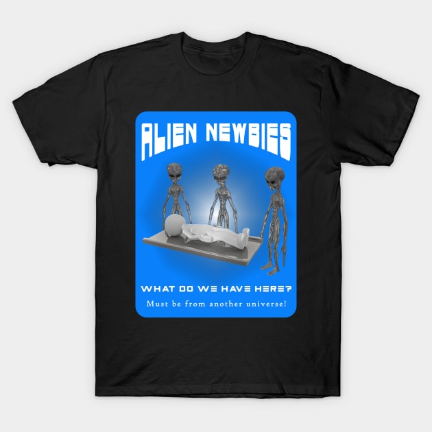 Alien Newbies - Turquoise and White T-Shirt by The Black Panther